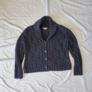 Apt 9 Heavy Cable Knit Cardigan, Cowl Neck, Long Sleeves, Black, Size L